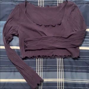 Lettuce Edge Rib-knit Crop Tee